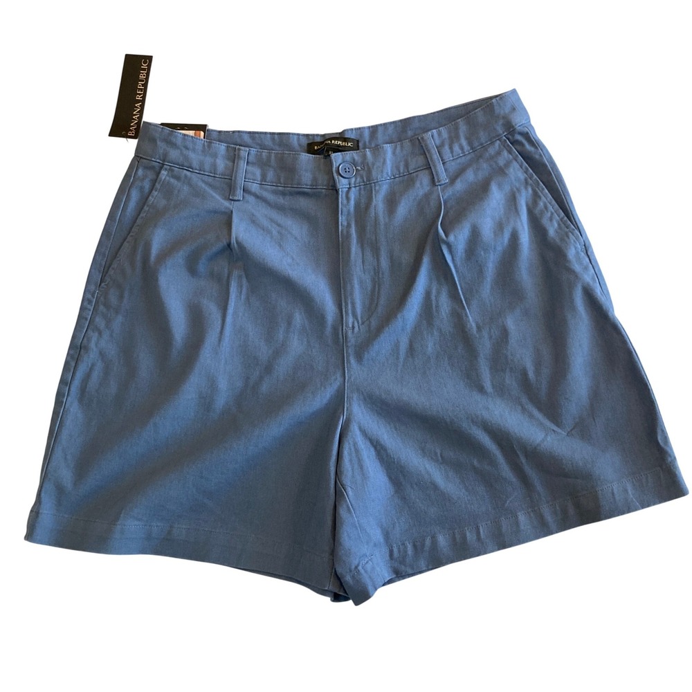 Banana Republic Pleat Front Shorts Blue 5 Inch Inseam Women Size 10 NWT 1847841